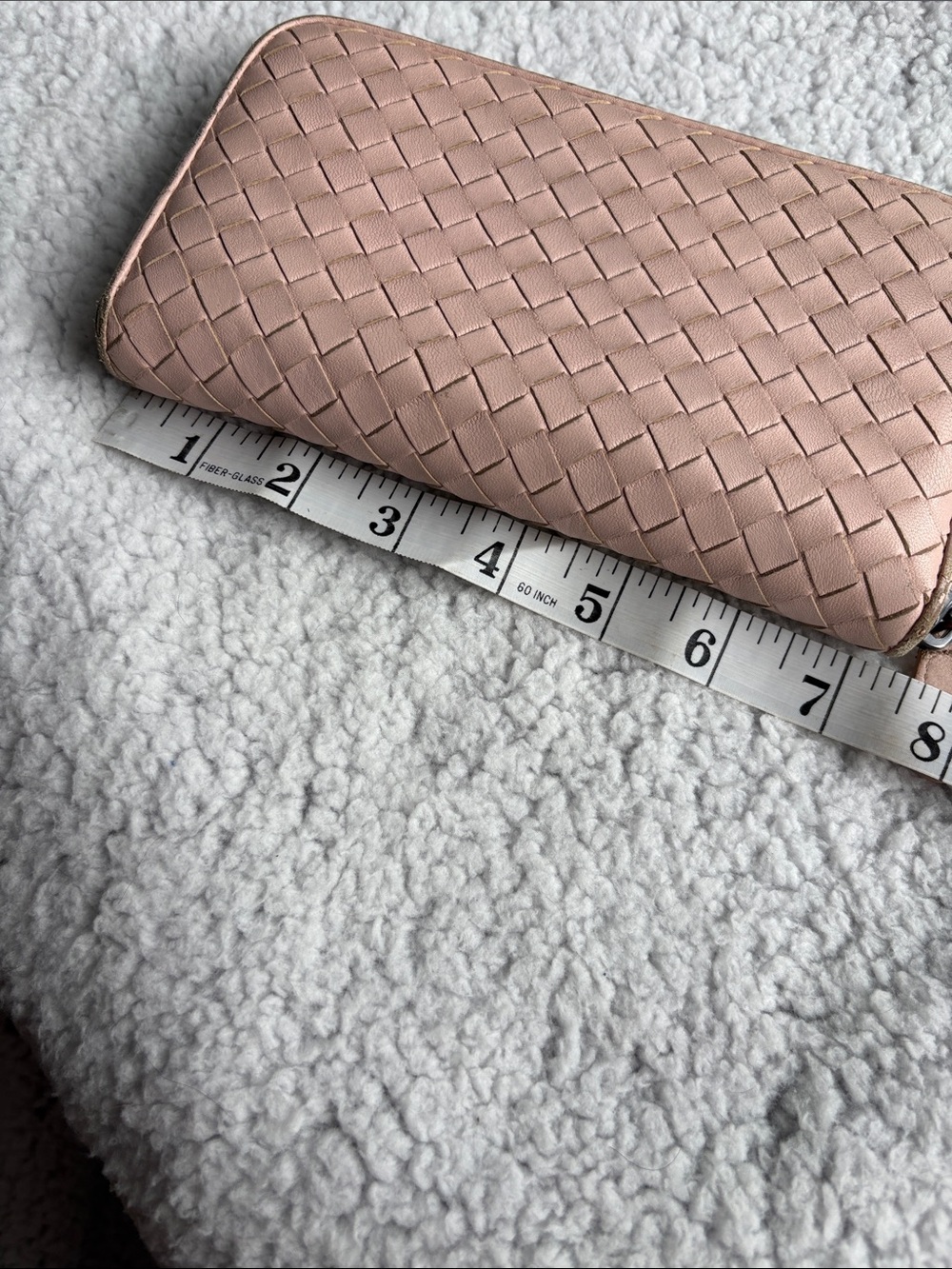 Bottega Veneta NAPPA Lambskin Leather Woven Zip-Around Wallet in Blush Pink - Picture 14 of 15